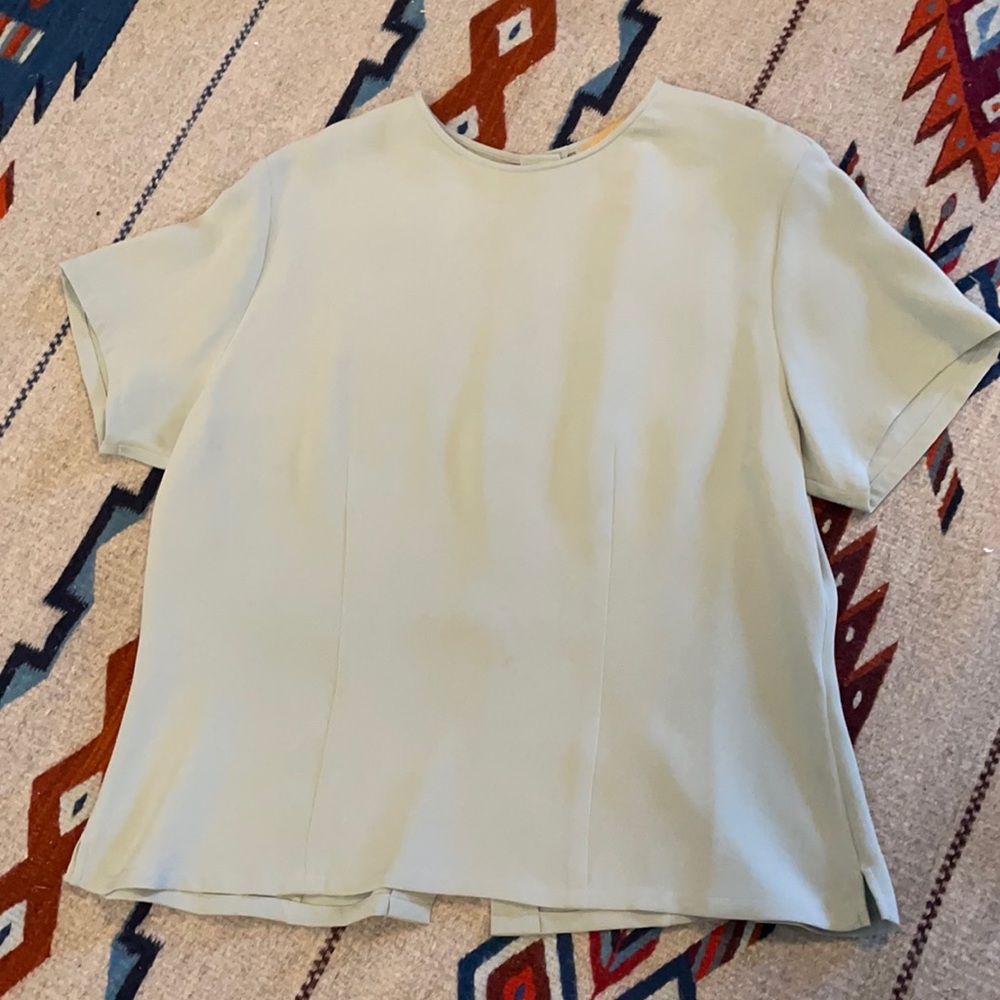 Vintage Green Silk Button Down Shirt